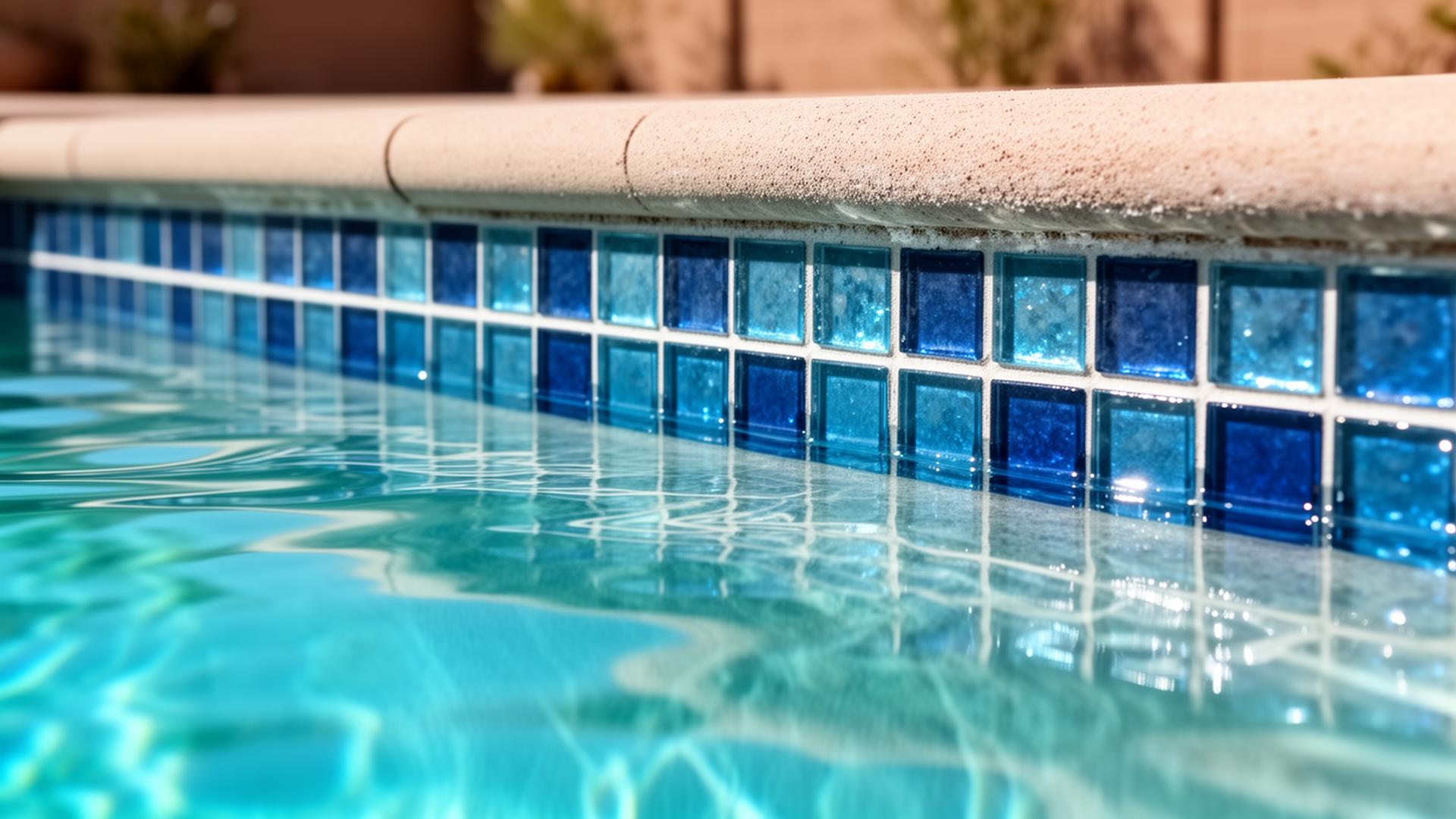 Before and after of pool tile cleaning showing dramatic improvement